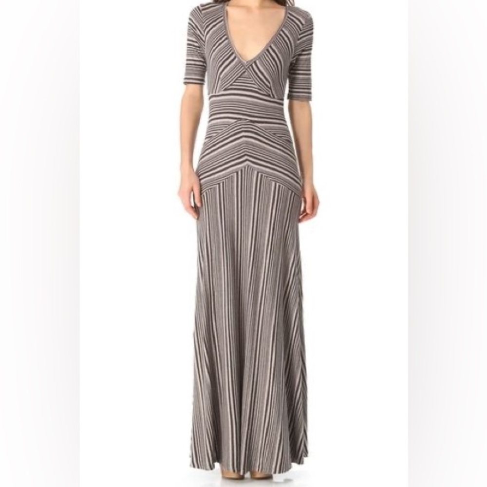 💖NWT HEATHER BY BORDEAUX VNECK MAXI DRESS IN HT.BLACK/HT HAZEL SIZE PETITE